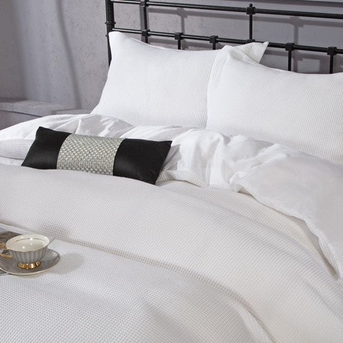 French Waffle White 8 Piece Bedding Set