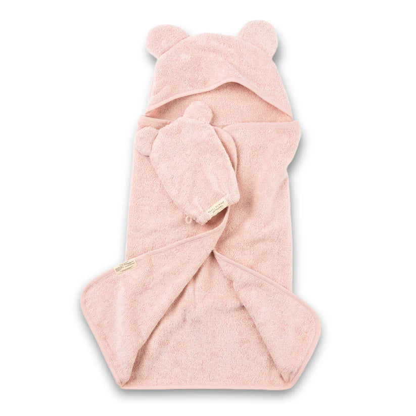 Hooded Towel + Wash Mitt Set Blush