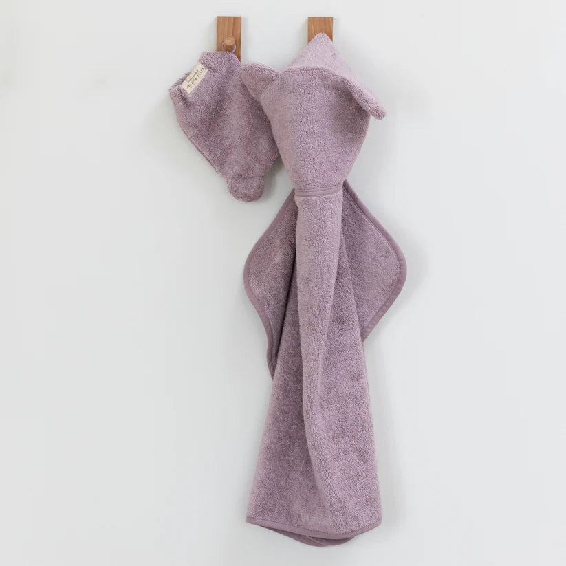 Hooded Towel + Wash Mitt Set Orchid