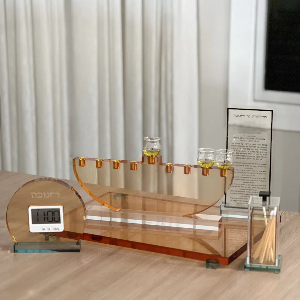 Amber Lucite Menorah