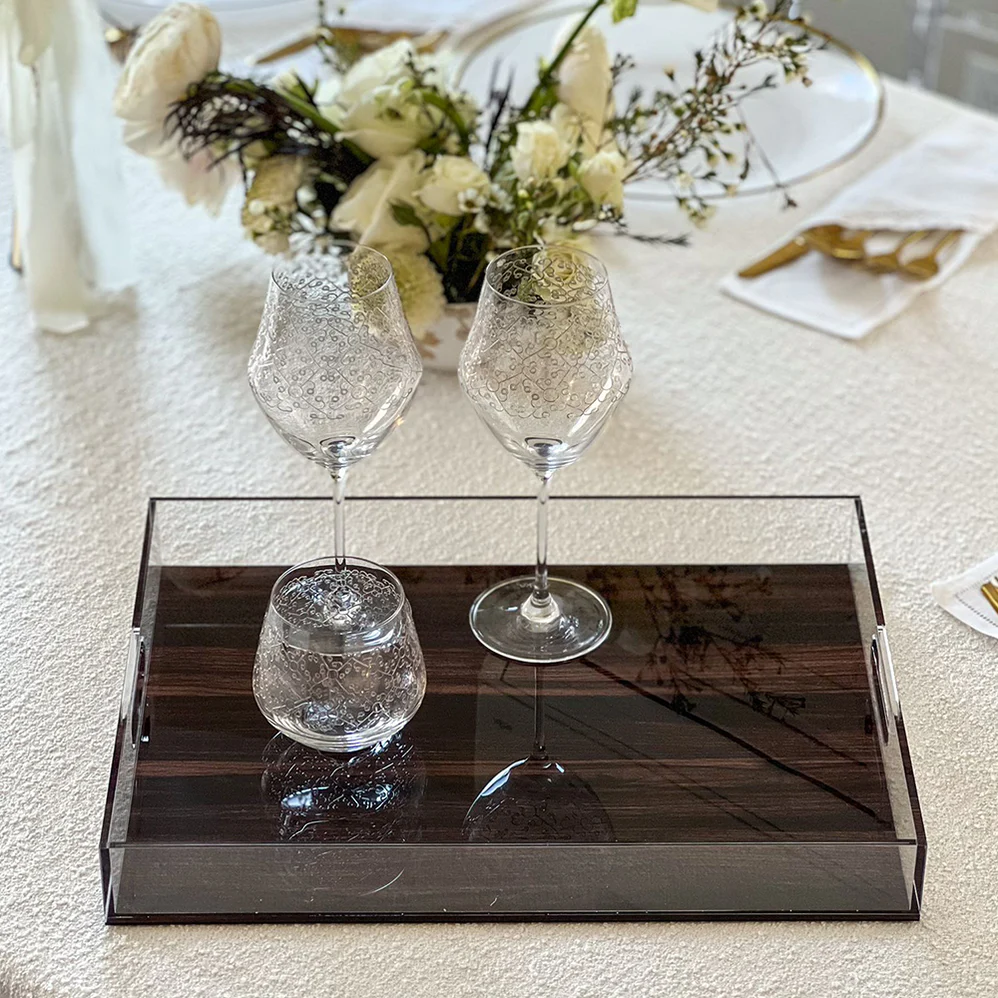 Lucite Wood Look Tray