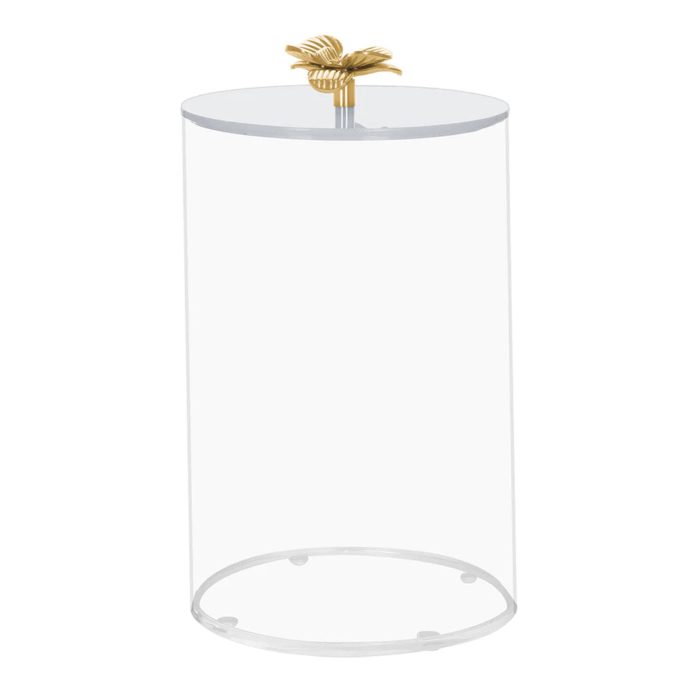 Lucite Cookie Jar with White Lid & Gold Flower Handle