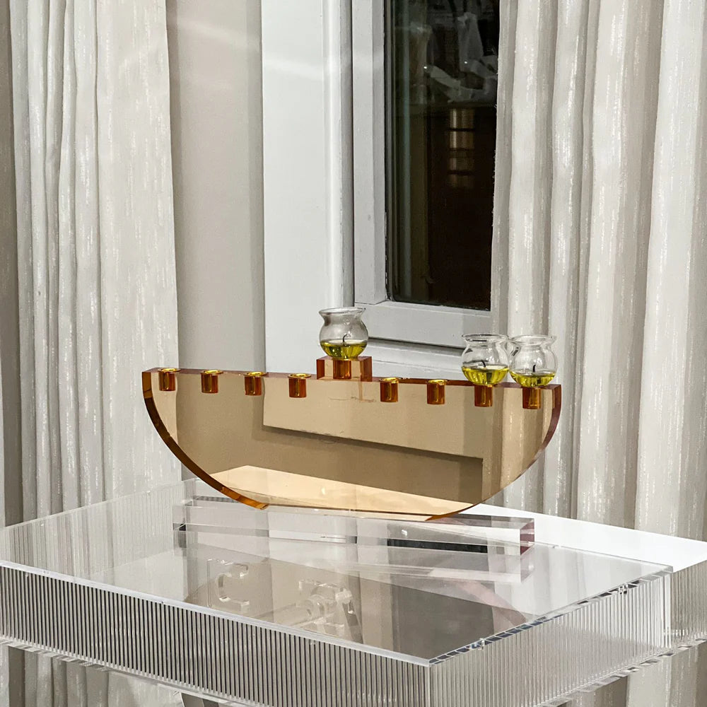 Amber Lucite Menorah