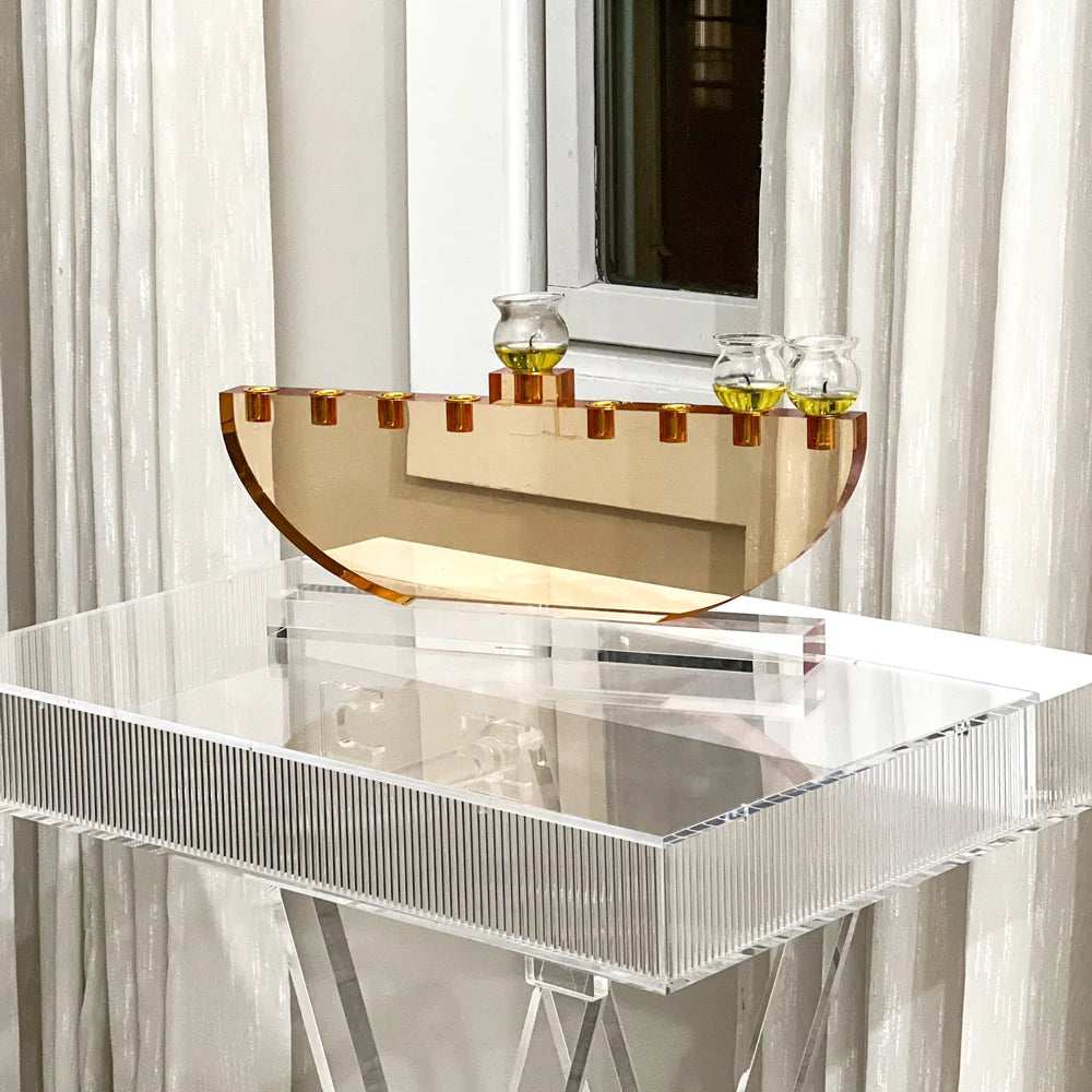 Adjustable Lucite Table with Concealed Sections