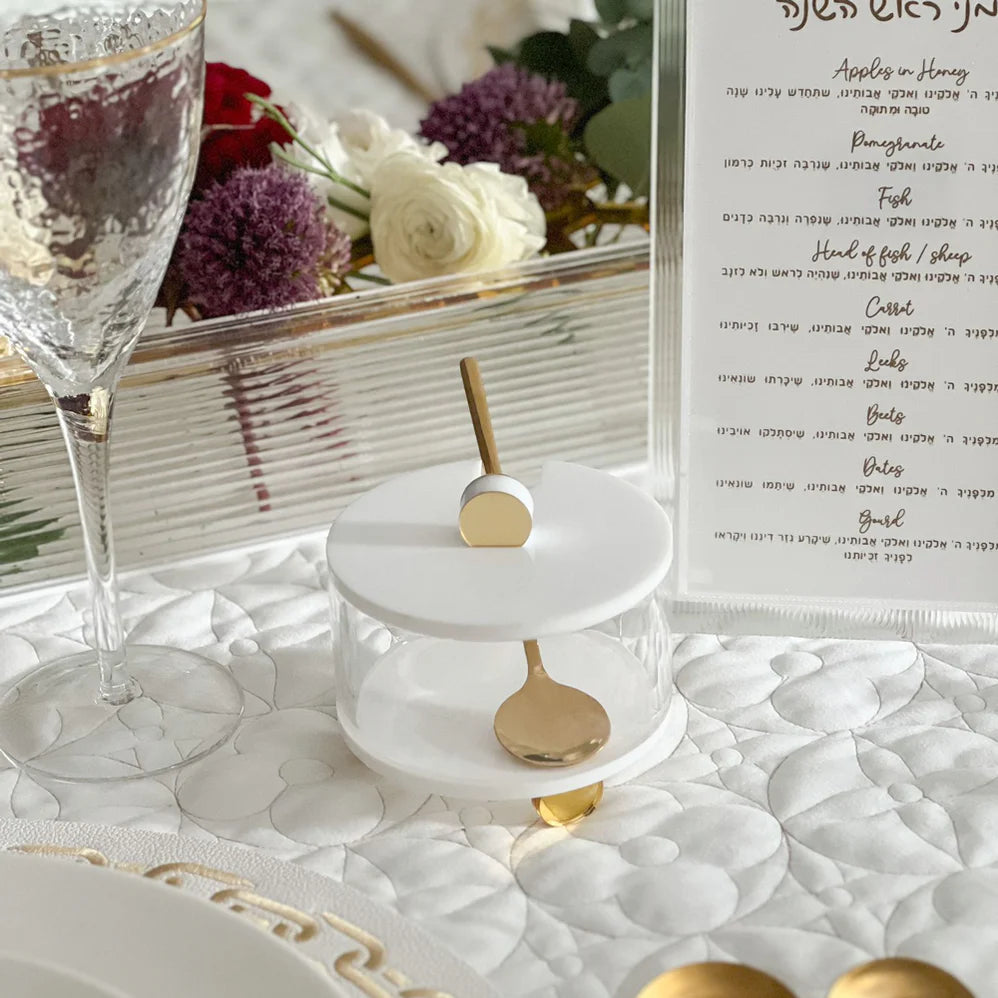 Lucite Honey Dish with Gold Legs