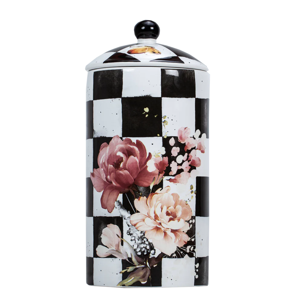 Chic Checkered Porcelain Cookie Jars