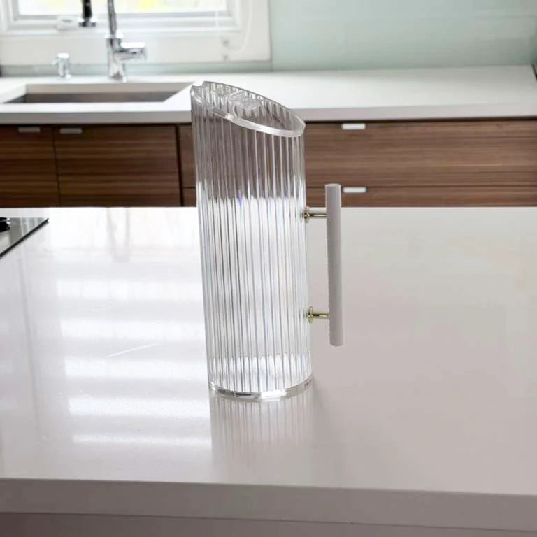 Corrugated Lucite Pitcher with Leatherette Handle