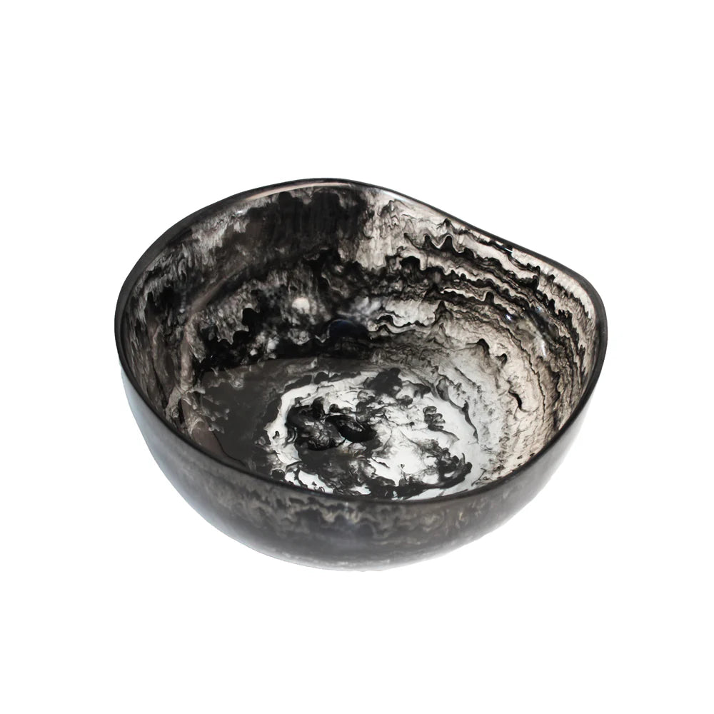 Resin Black Swirl Oval Salad Bowl