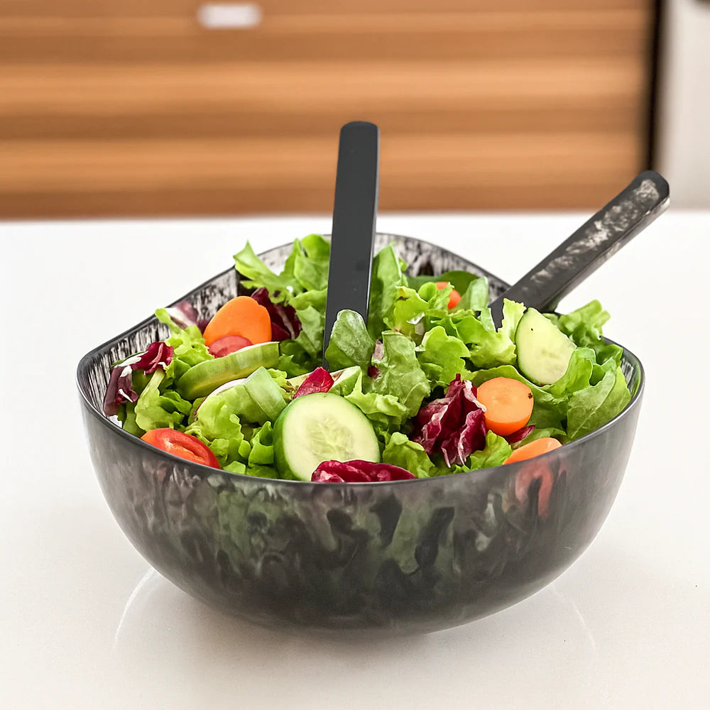 Resin Black Swirl Oval Salad Bowl