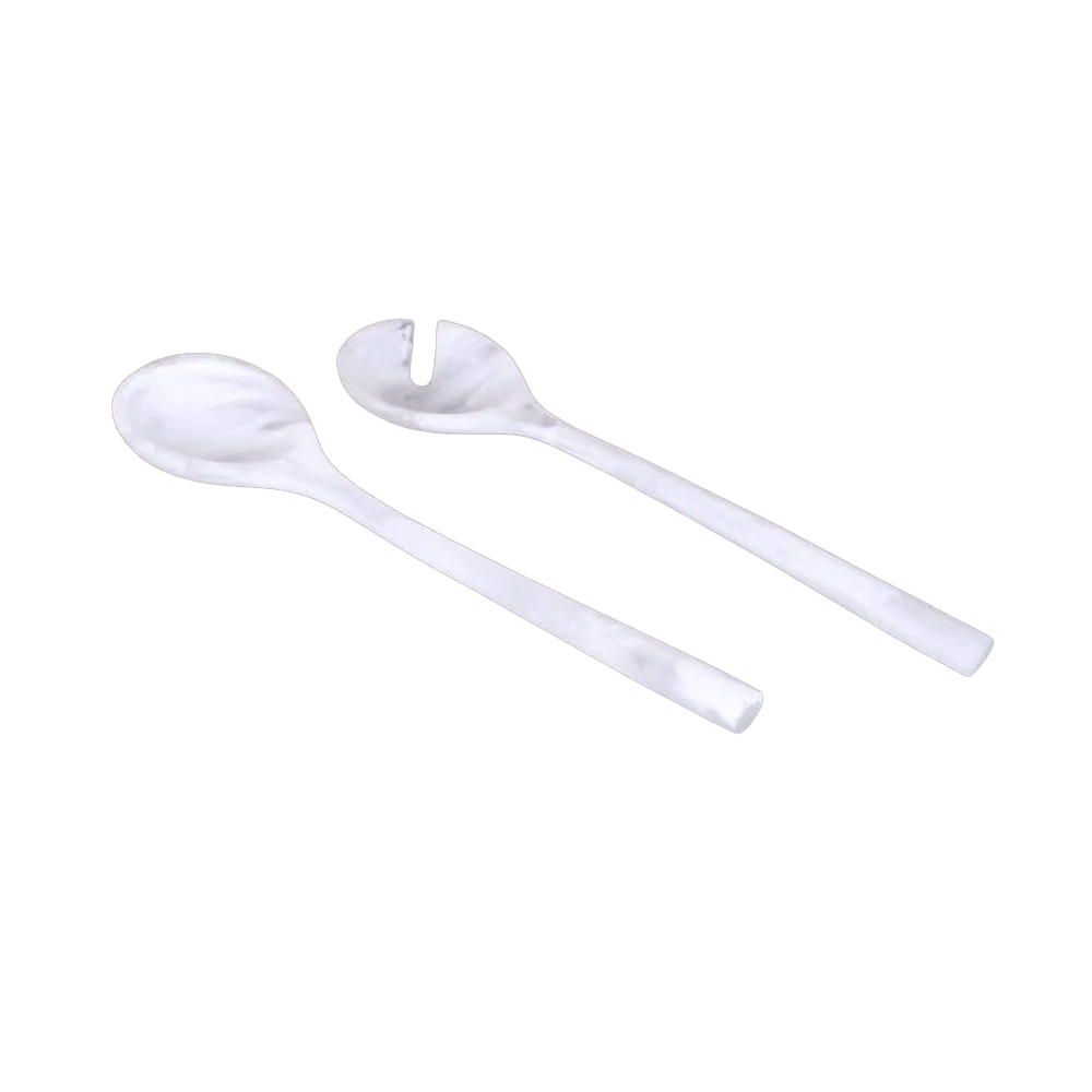 Resin White Swirl Salad Servers