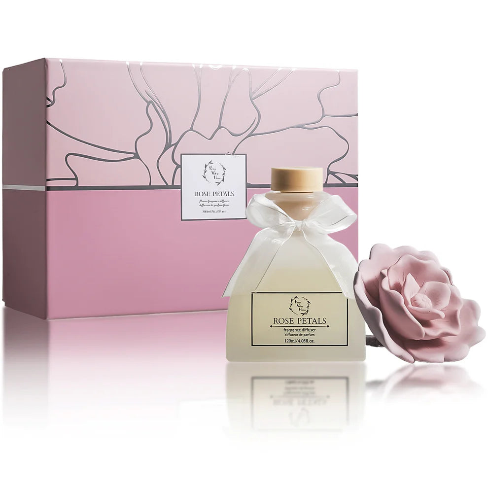 Gardenia & Rose Ceramic Flower Reed Diffuser Gift Set
