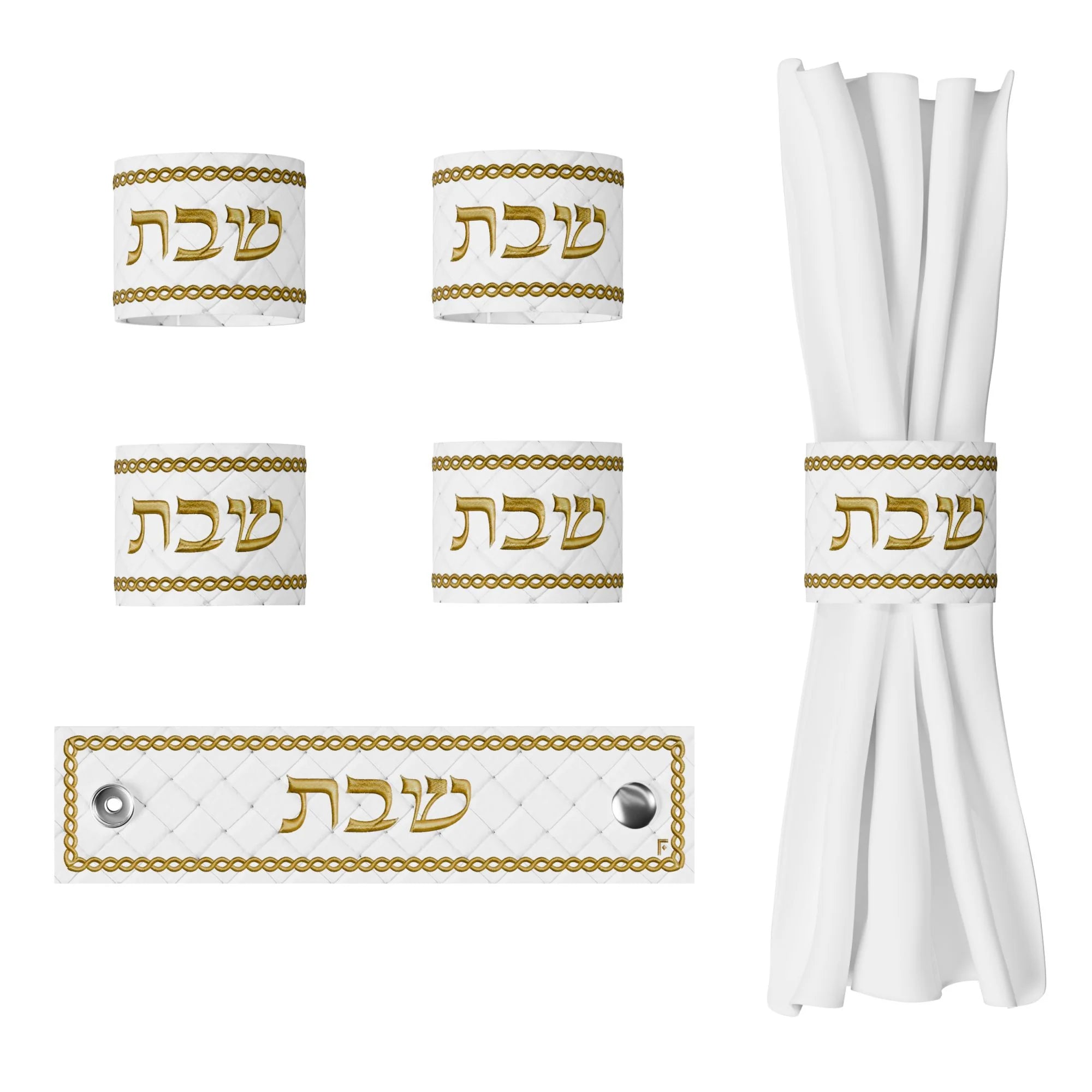 Woven Leather Shabbos Napkin Rings