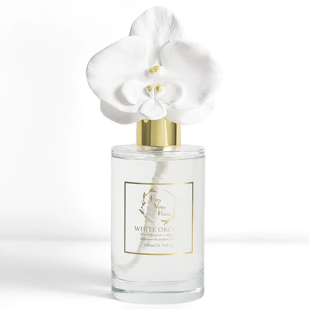 White Orchid Ceramic Flower Reed Diffuser - White Orchid