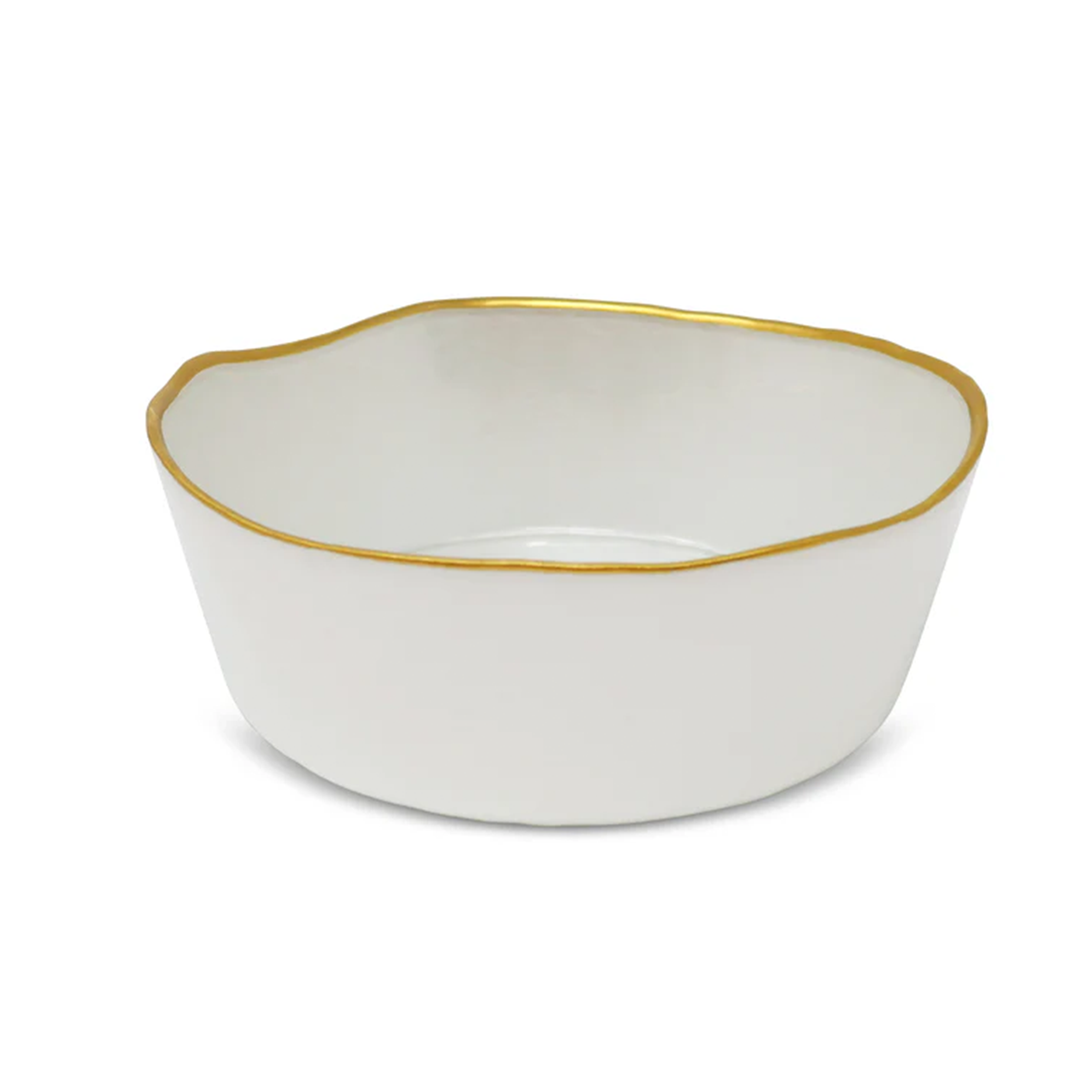 Organic Shaped Salad Bowl with Gold Trim