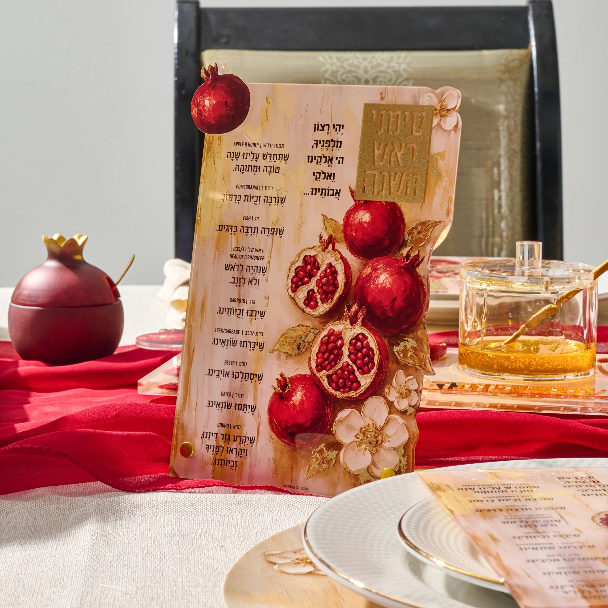 Rosh Hashana Painted Pomegranate Simanim Card