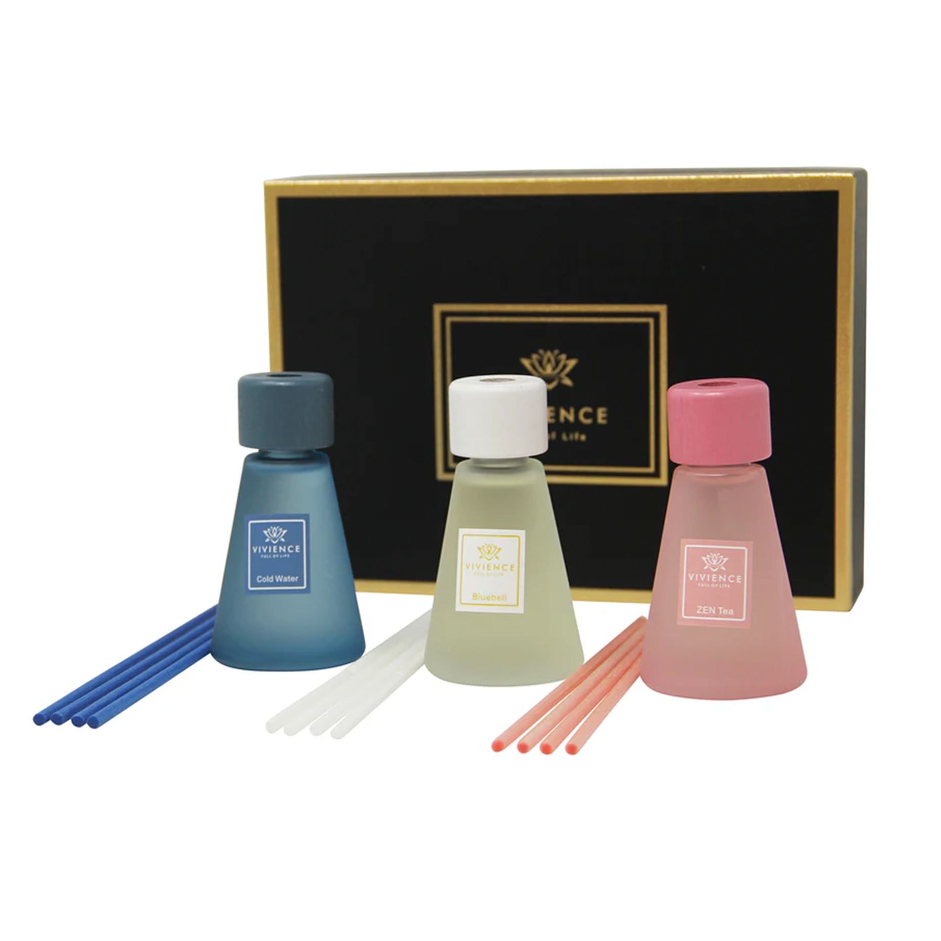 Set of 3 Cone Shaped Reed Diffusers Assorted Colors