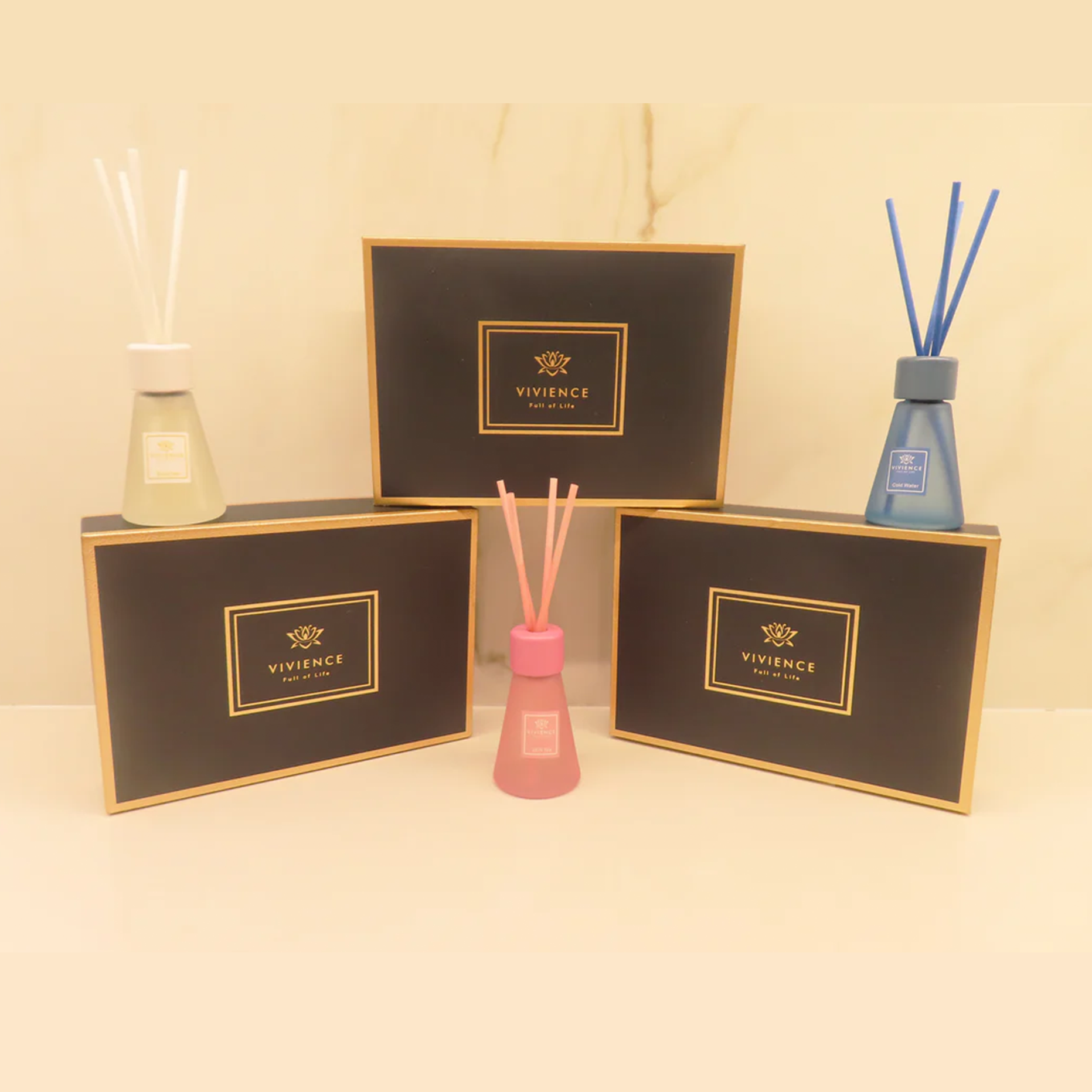 Set of 3 Cone Shaped Reed Diffusers Assorted Colors