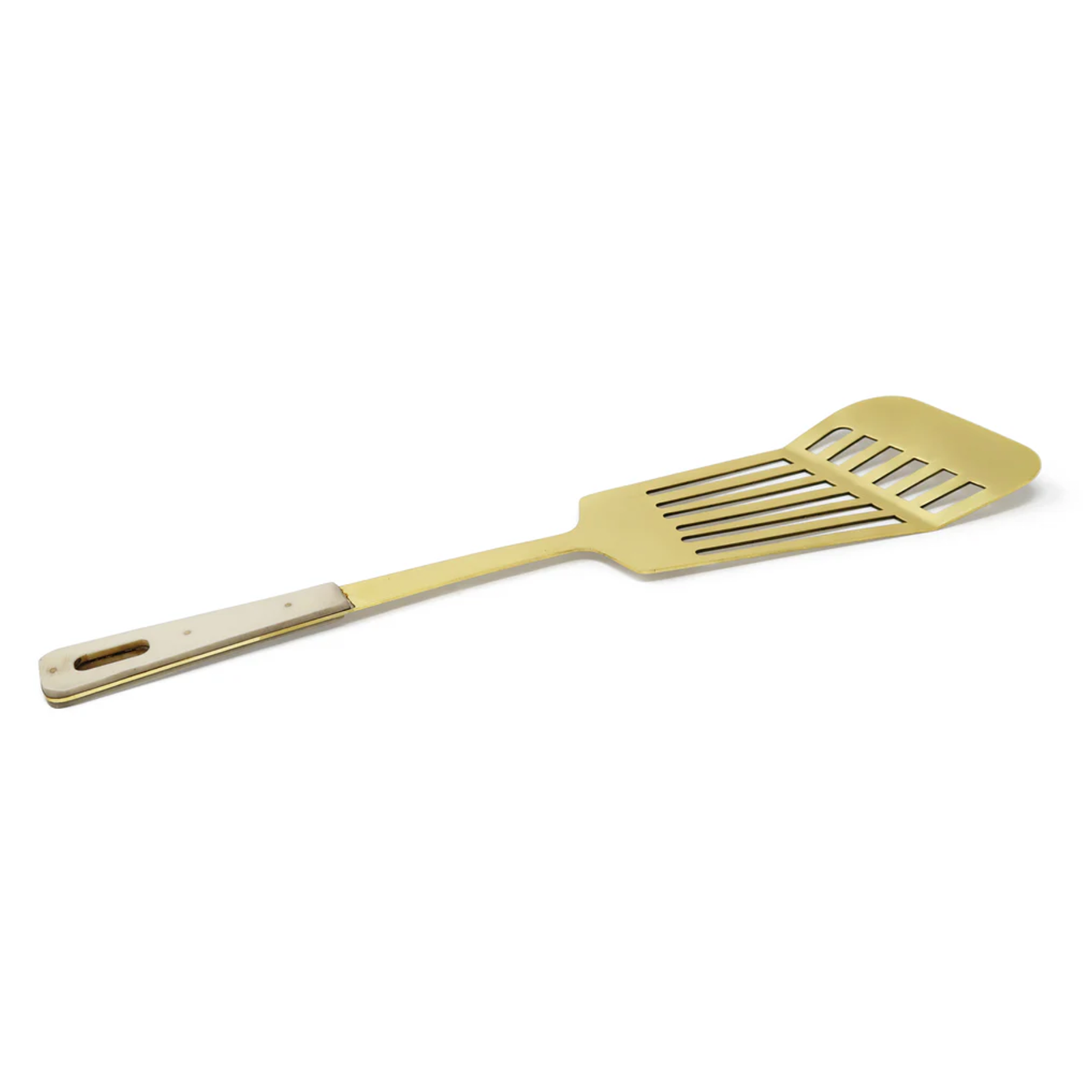 Set of 4 Serving Utensils Gold with Marble Handles