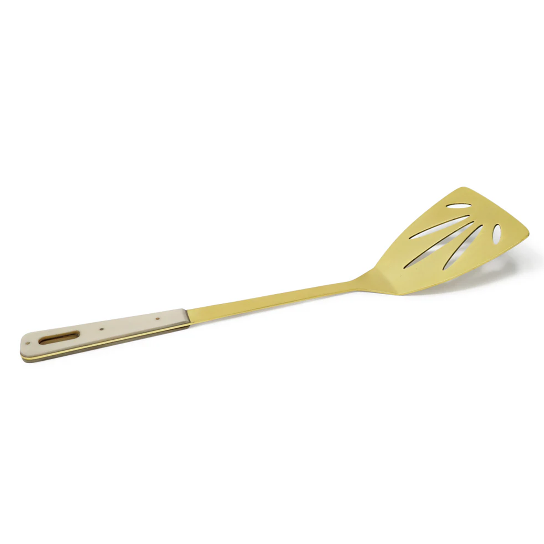 Set of 4 Serving Utensils Gold with Marble Handles
