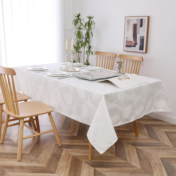 Chenille Circle-White Tablecloth Jacquard