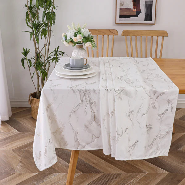 Stormy - White Gold Tablecloth Velvet