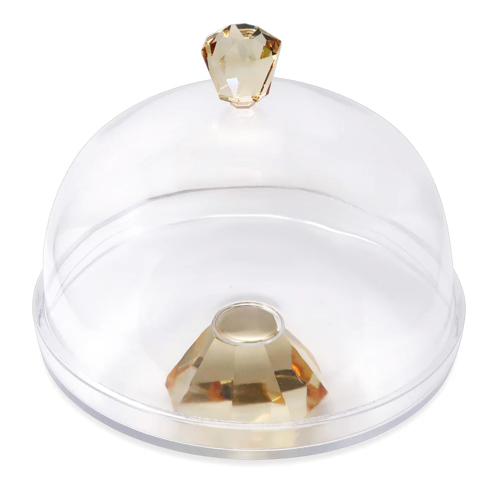 Glass Cake Dome with Colored Diamond Base and Knob