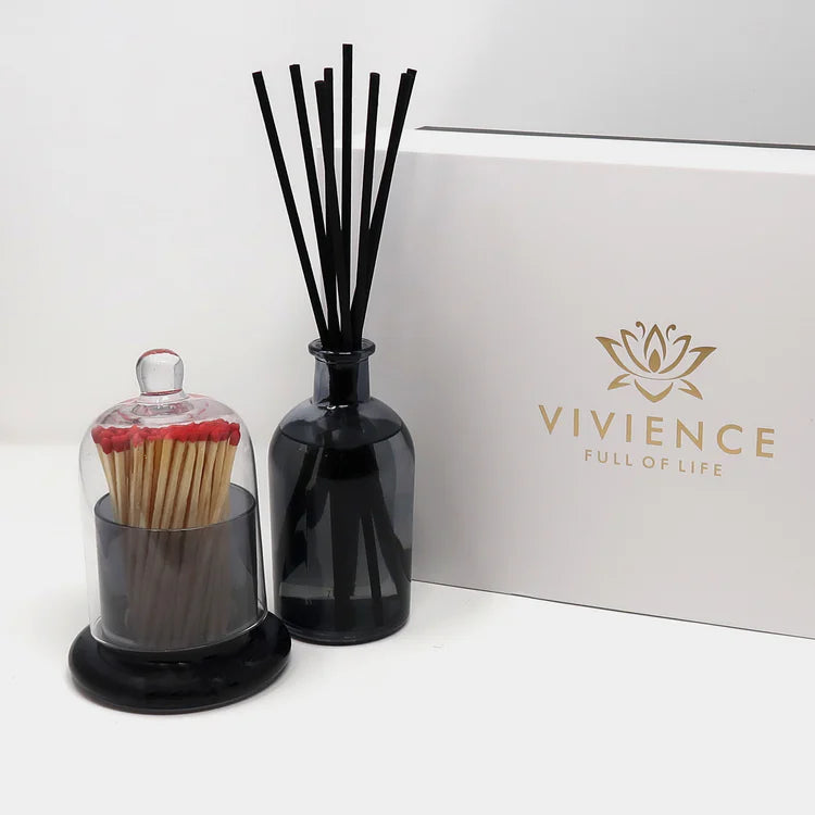 Smoked Color Diffuser with Match Holder Set - Zen Tea Scent