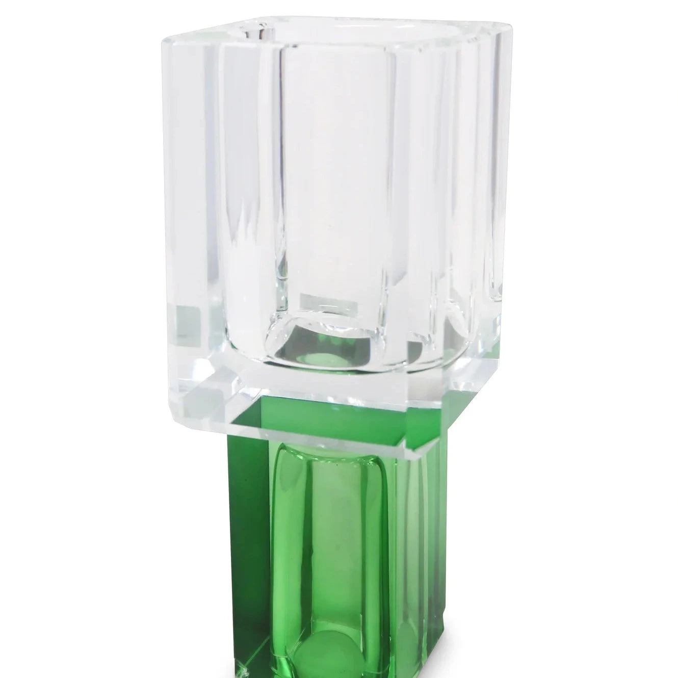 Crystal Square Vase With Colored Base-Large