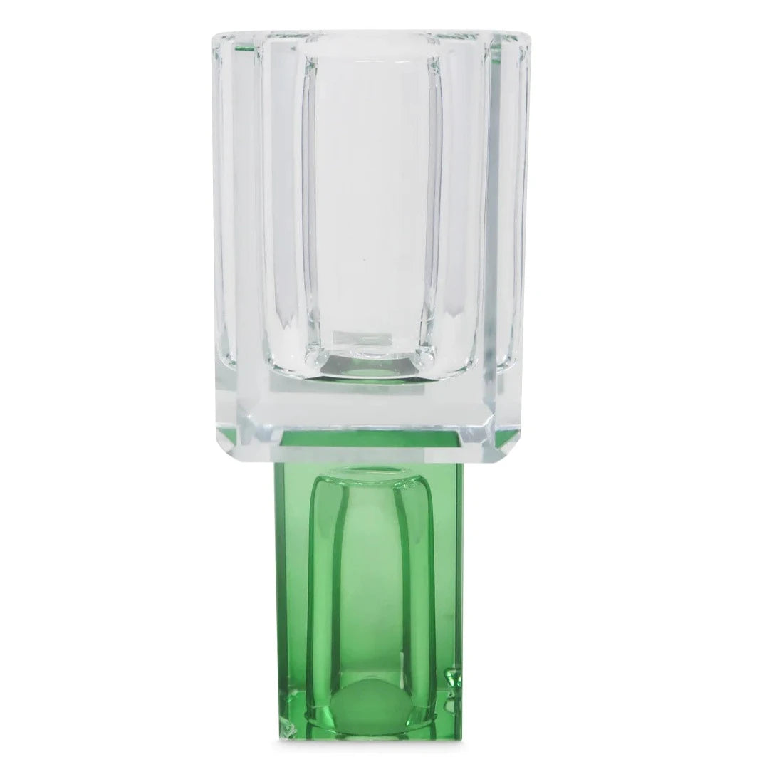 Crystal Square Vase With Colored Base-Large