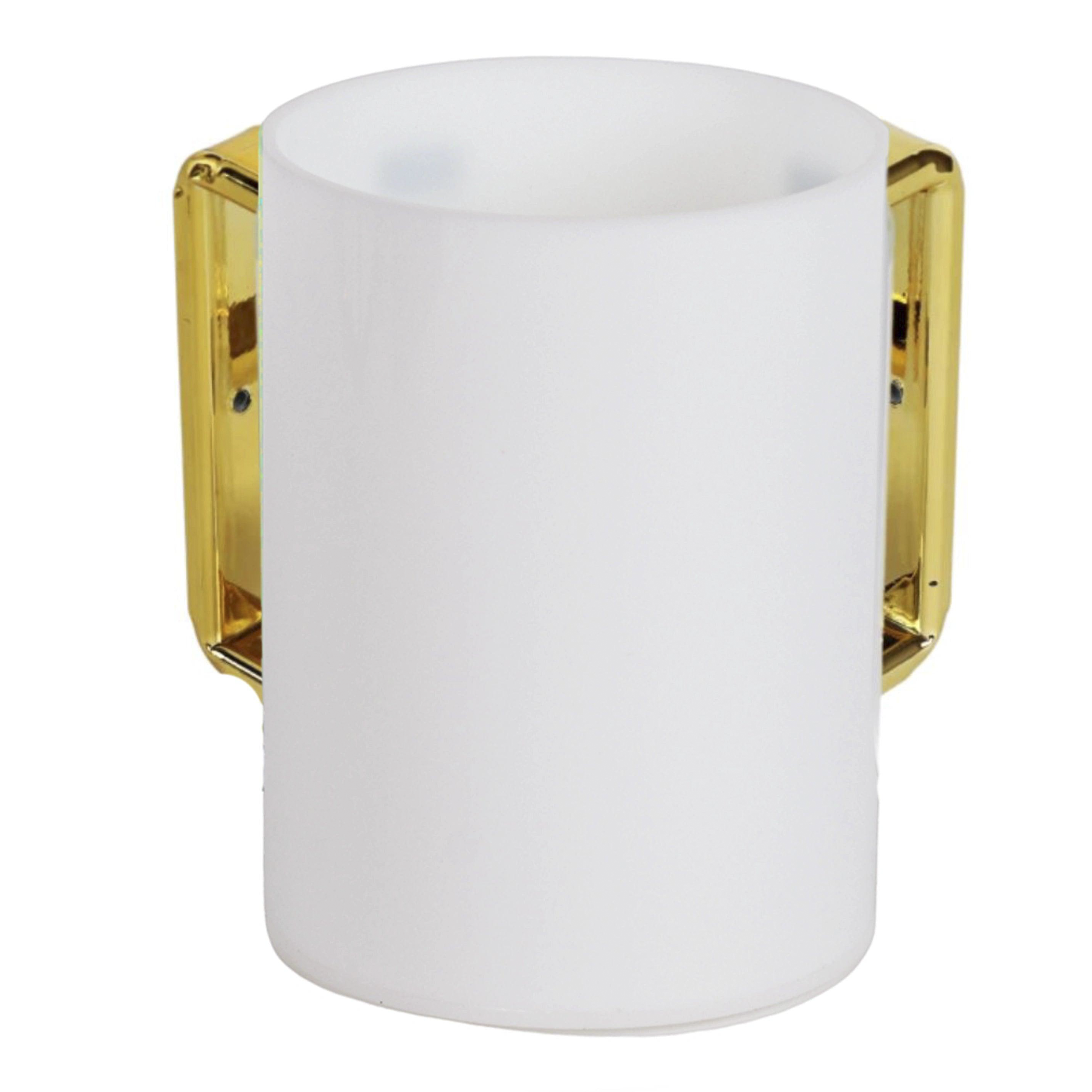 Acrylic Washing Cup White With Gold Handles