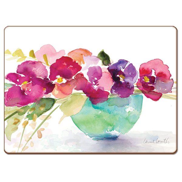 Bowl of Blooms – HB Cork-back Placemat - Elegant Linen