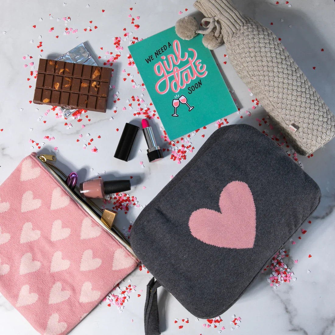 Hearts and Xoxo Travel Makeup Pouch