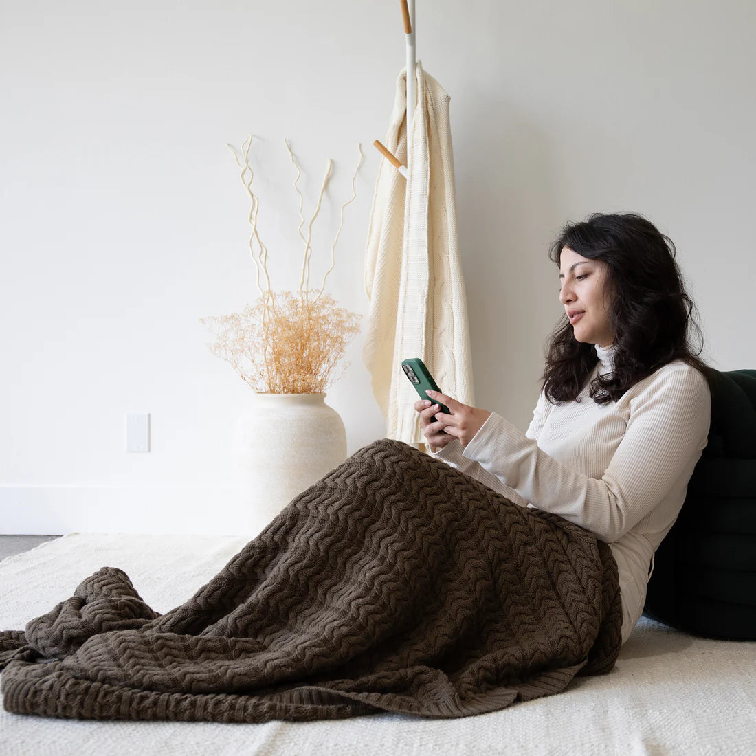 Zira Organic Cotton Throw Blanket - Amy Green