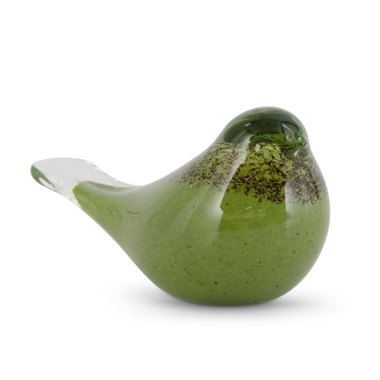 Green & Brown Speckled Glass Bird