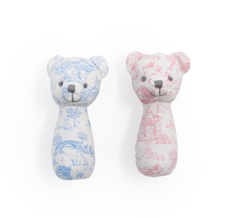 Animal Toile Pattern Teddy Bear Rattle