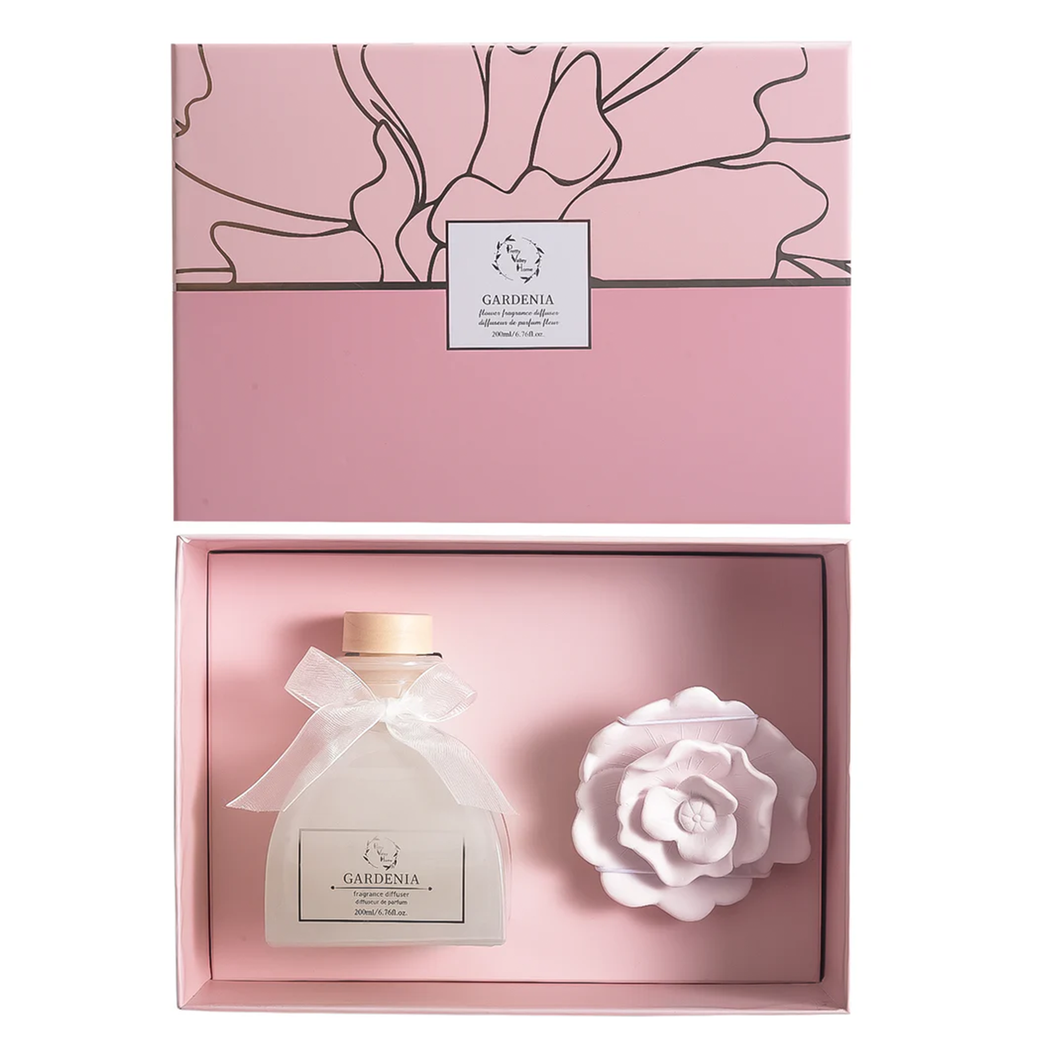 Gardenia & Rose Ceramic Flower Reed Diffuser Gift Set