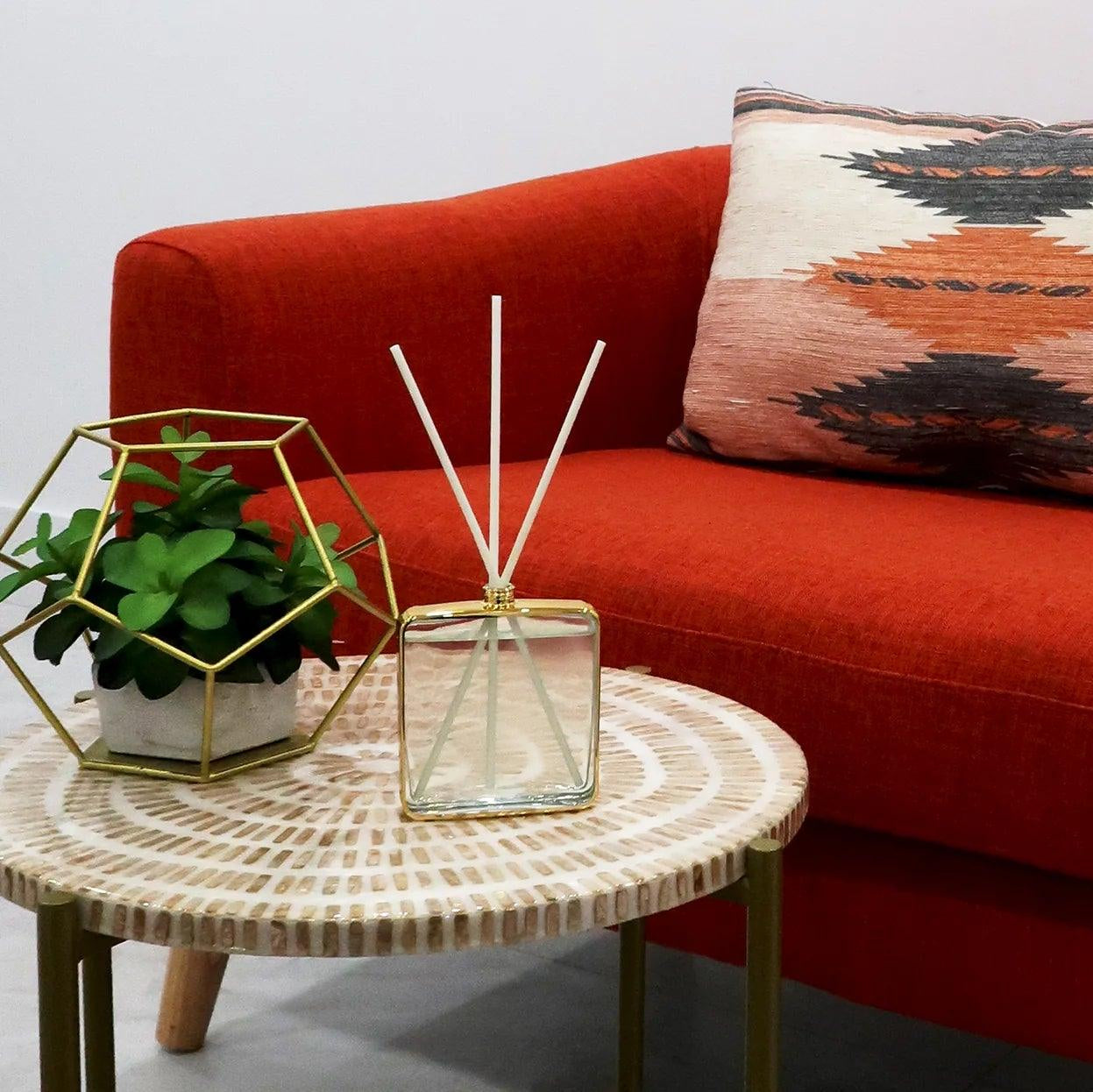 Gold Framed Square Shaped Diffuser, "Lily Of The Valley" Scent - Elegant Linen