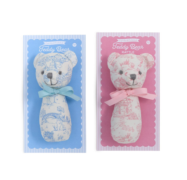 Animal Toile Pattern Teddy Bear Rattle