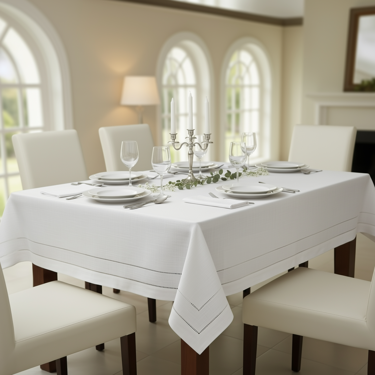 Lee Trading Hemstitch 2 line Tablecloth