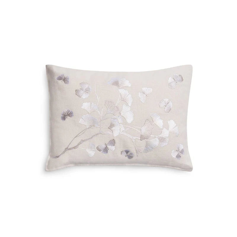 Butterfly Gingko Ombre Embroidered Decorative Pillow