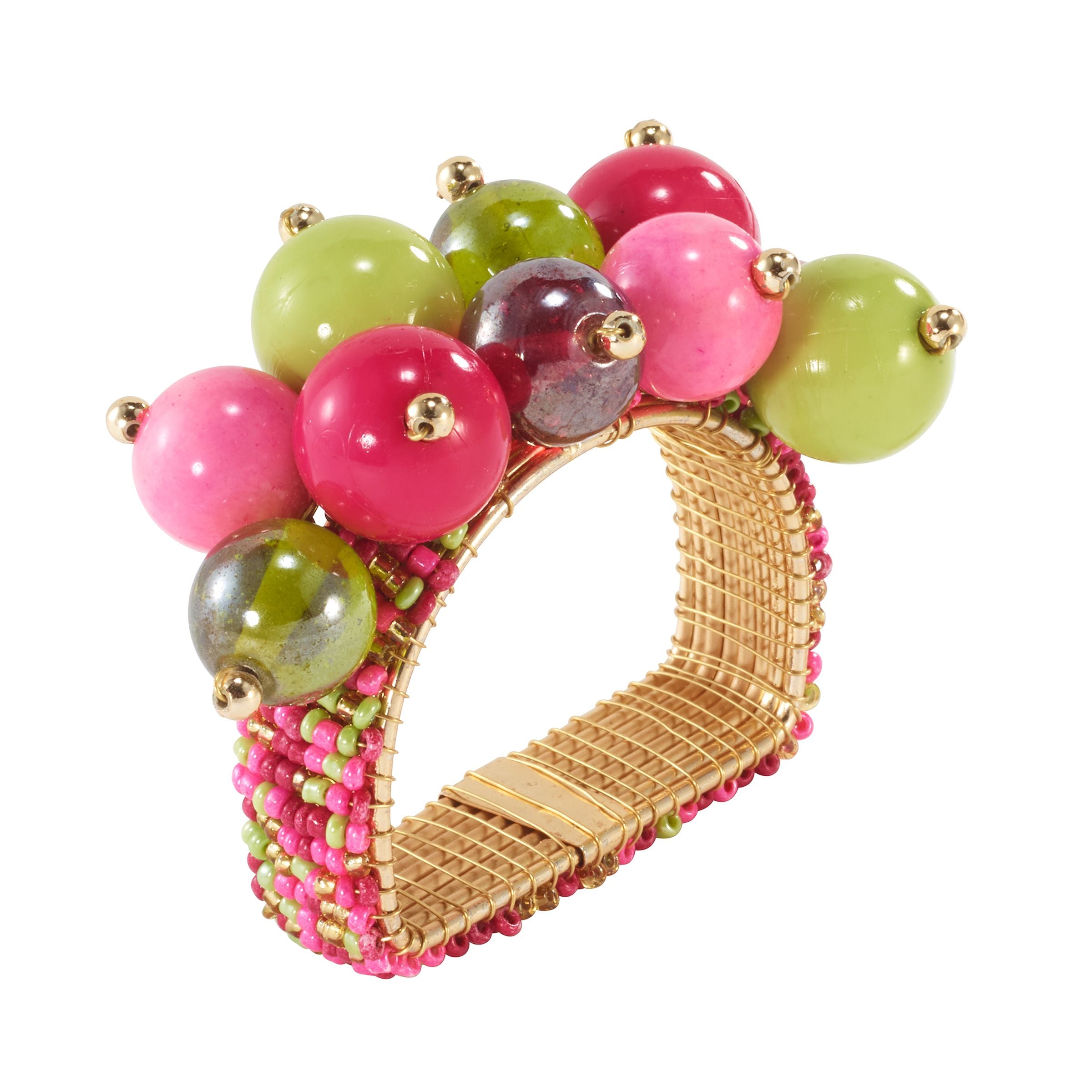 Jubilant Pink Green Napkin Ring p/4