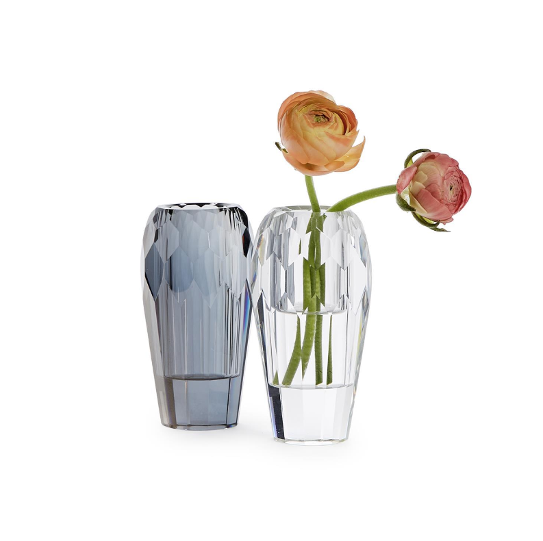 Facets Hand-Cut Crystal Glass Bud Vase