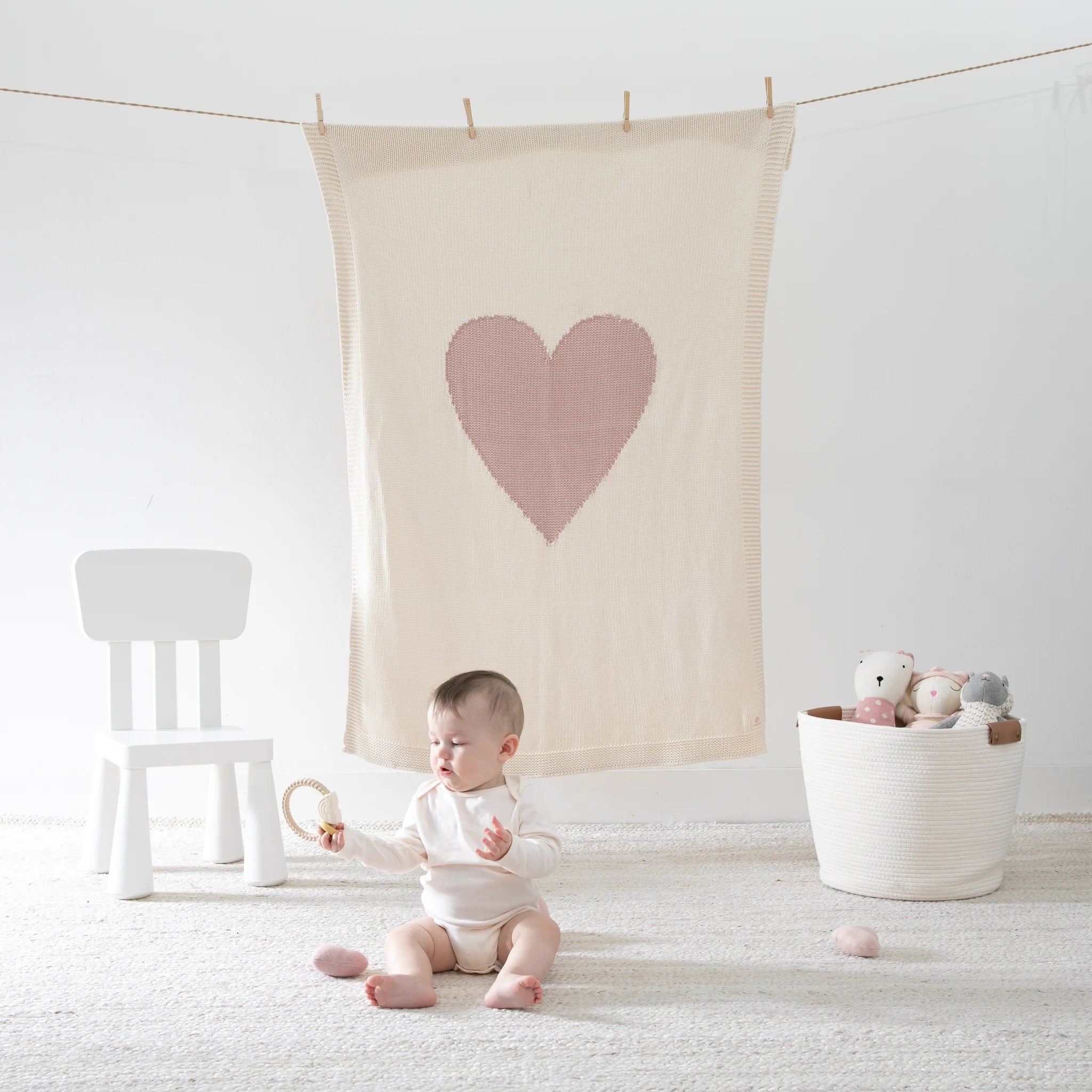 Blanket Baby Love Natural/Pale Pink