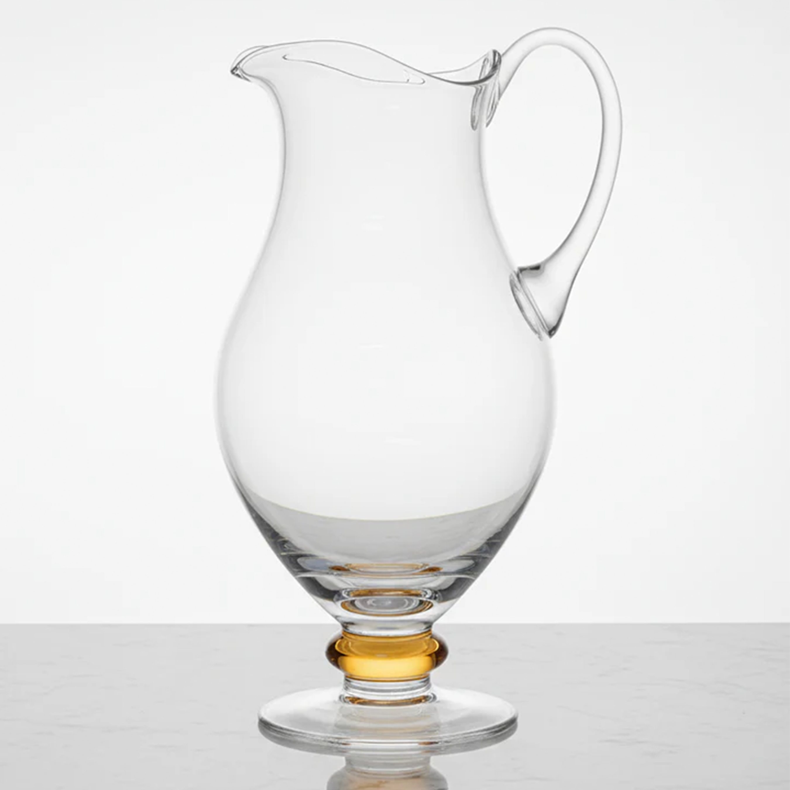 Glass Pitcher with Amber Diamond on Foot