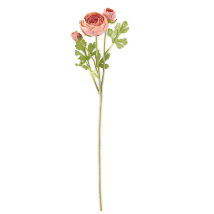 Coral Real Touch 3 Head Ranunculus Stem