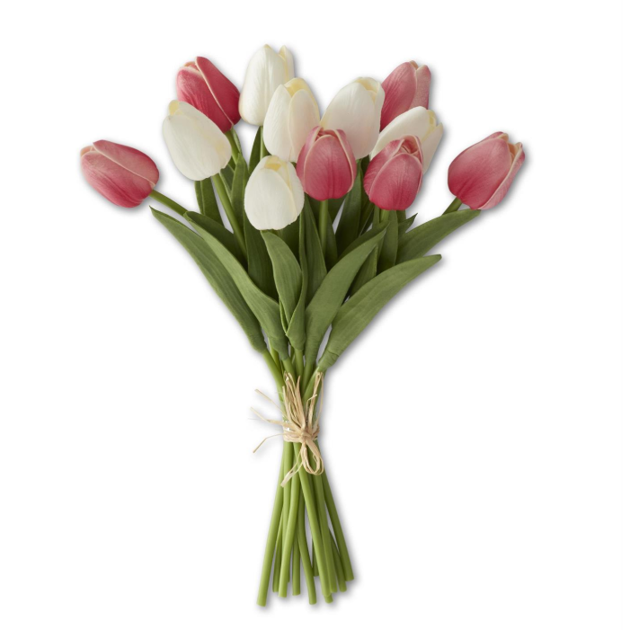 Rose & White Real Touch Mini Tulip Bundle