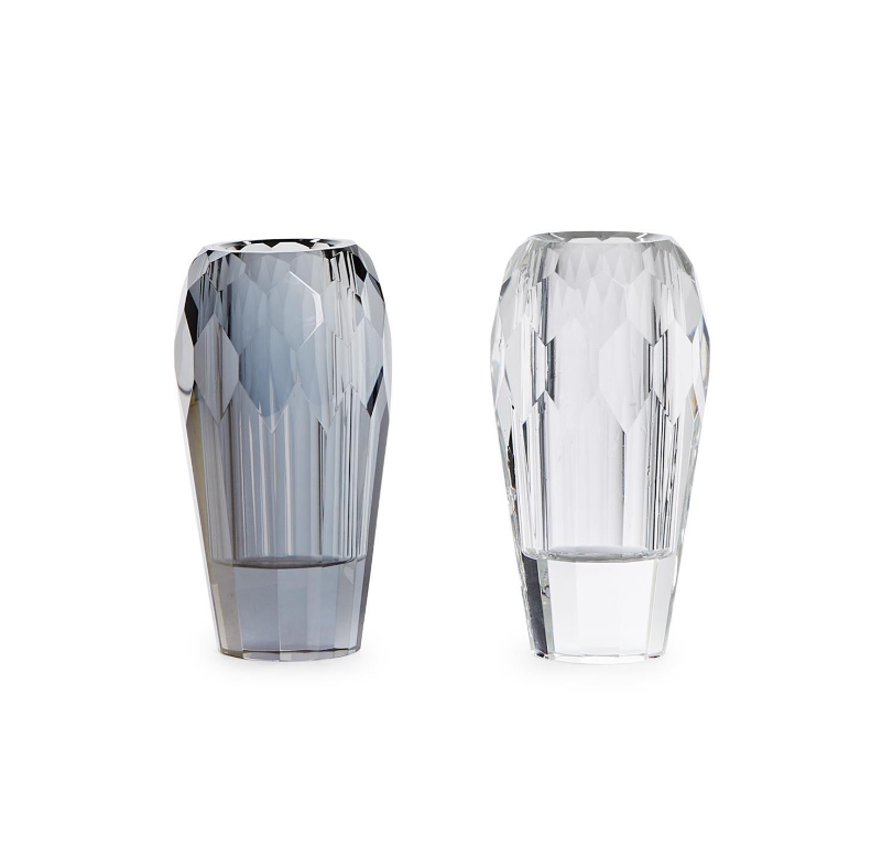 Facets Hand-Cut Crystal Glass Bud Vase