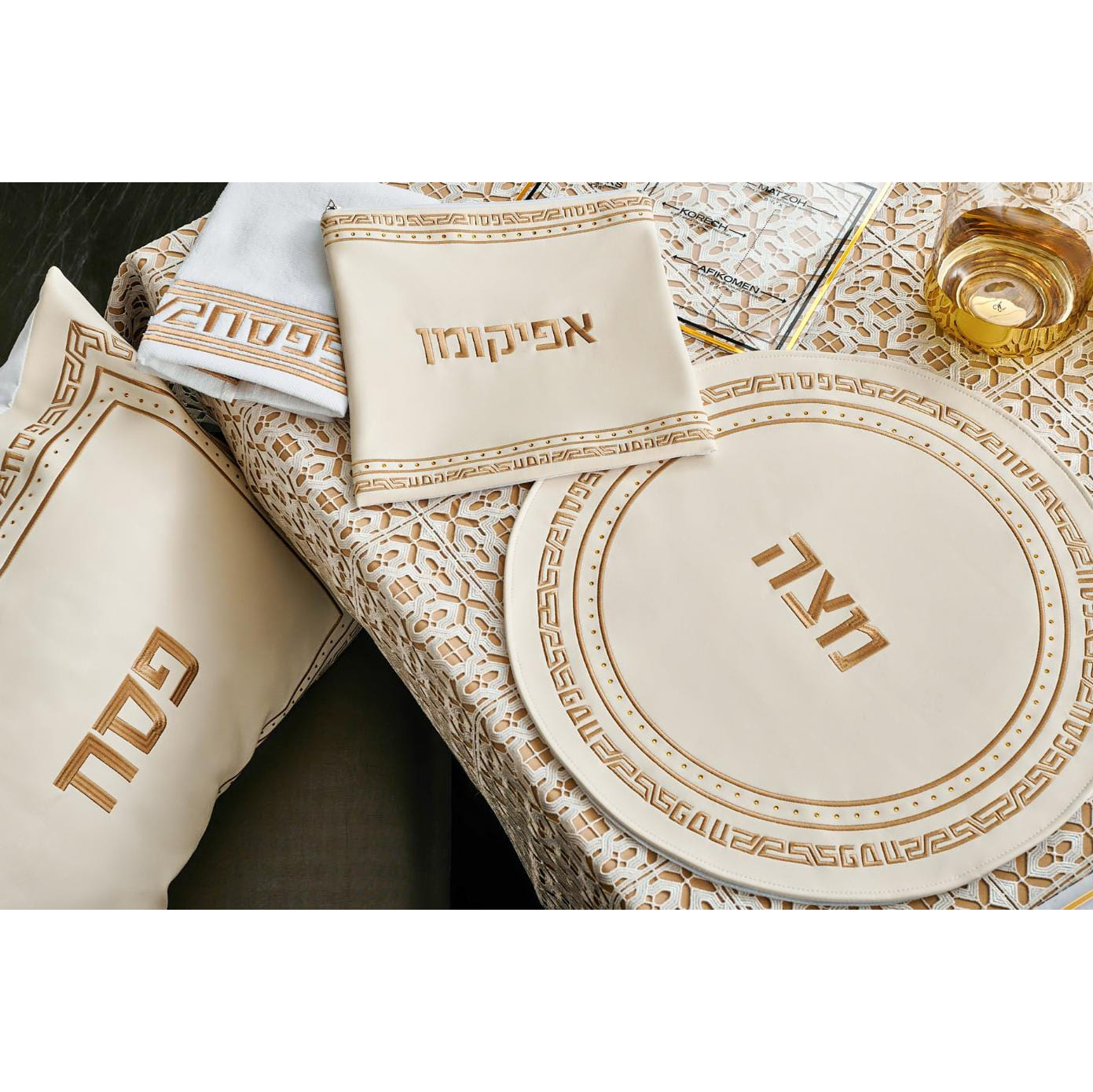 Embroidered Crystal Stone Pesach Set