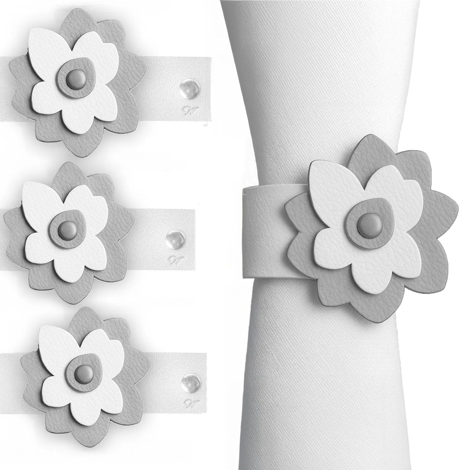Leather Flower Napkin Wraps