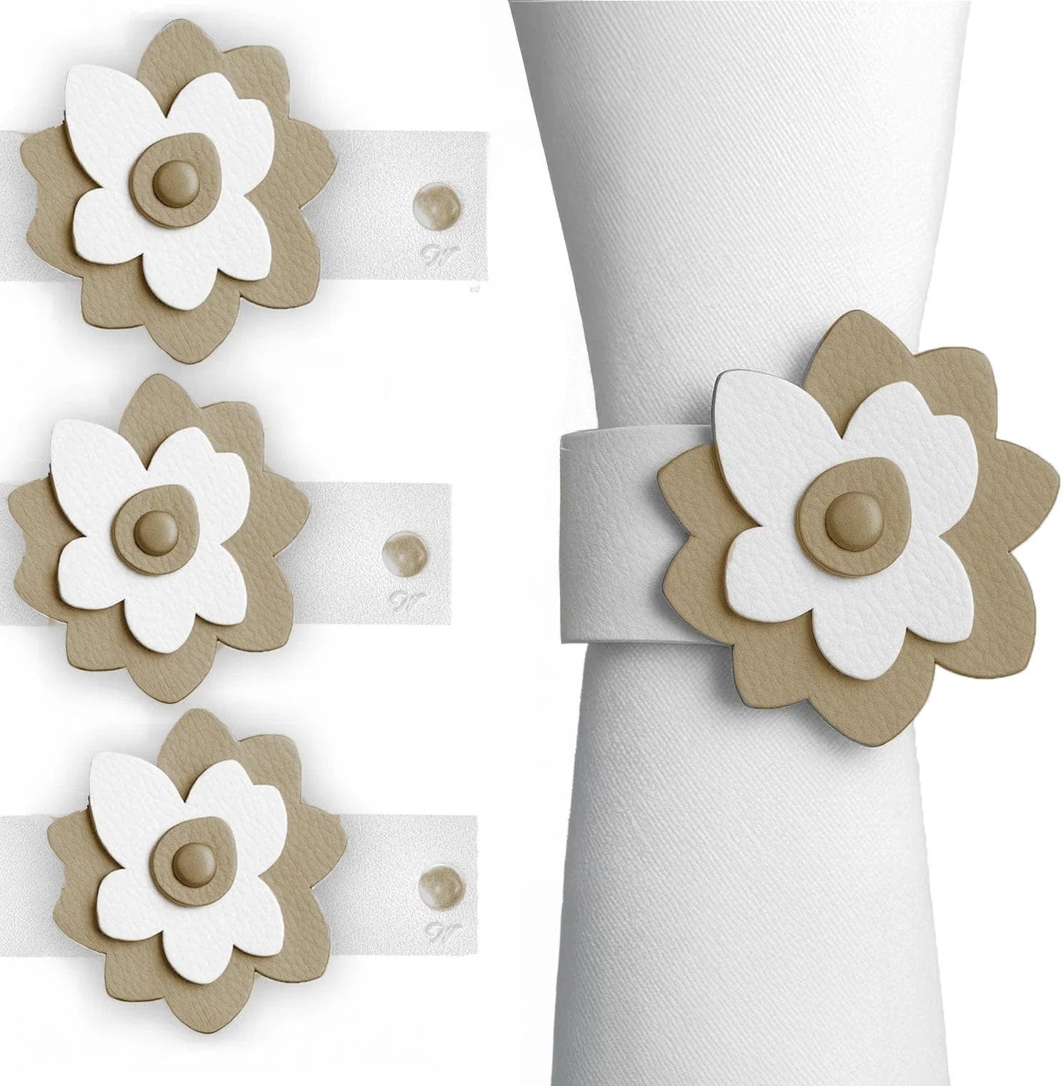 Leather Flower Napkin Wraps
